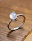 Rosy Brown High Quality Natural Moonstone Teardrop Side Stone Ring