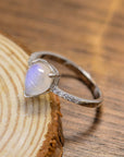 Rosy Brown High Quality Natural Moonstone Teardrop Side Stone Ring