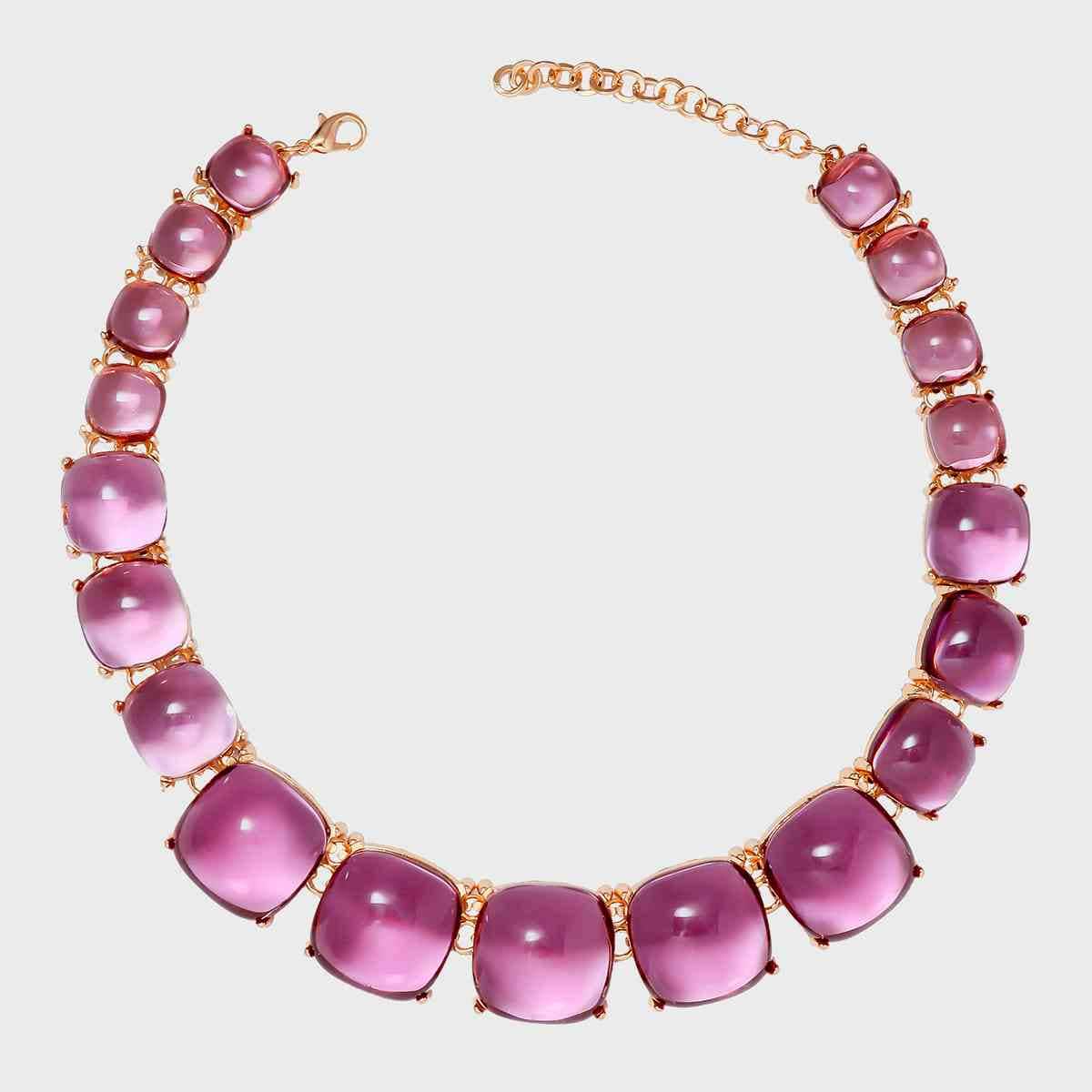 Lavender Alloy & Rhinestone Necklace