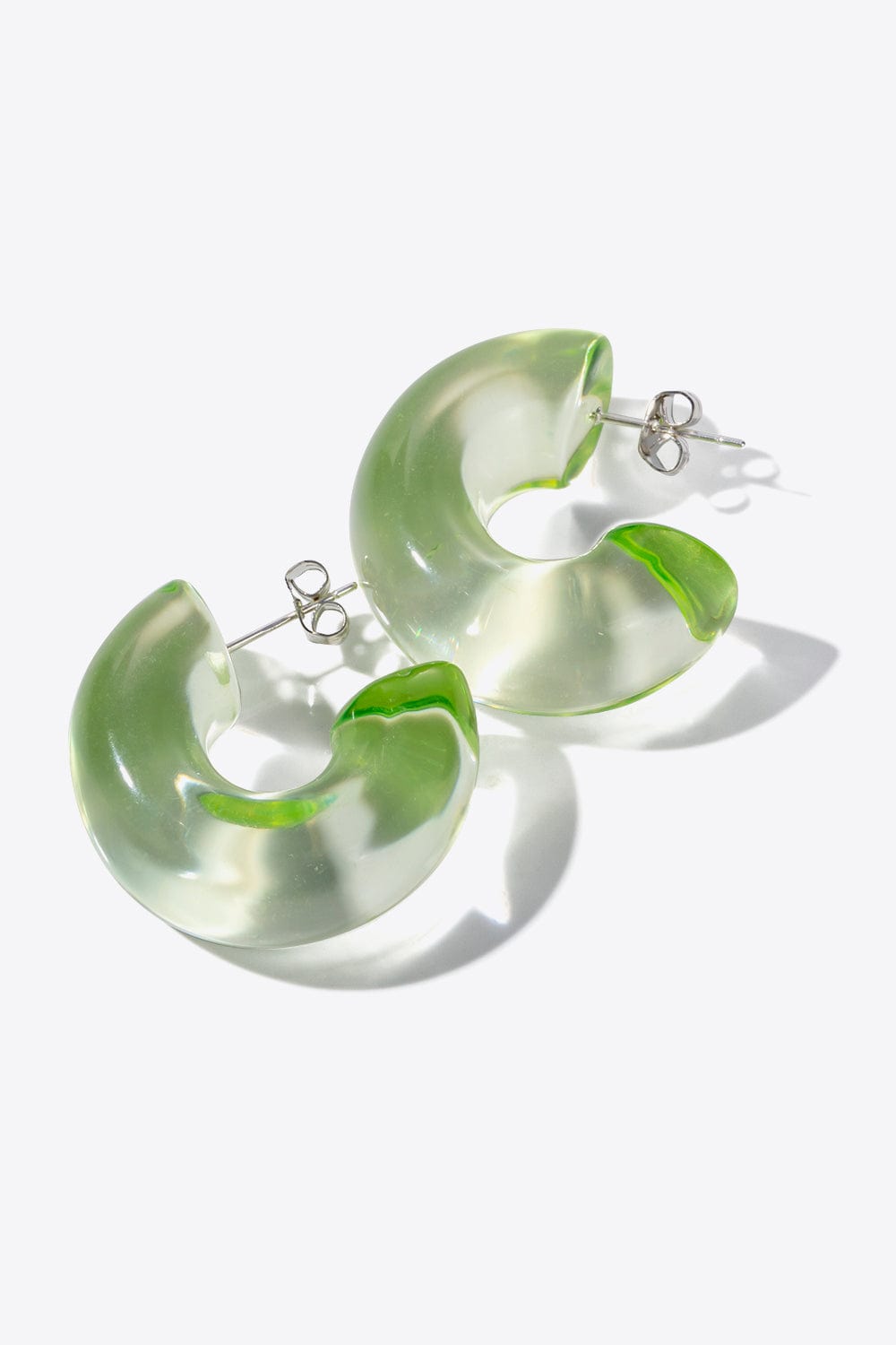 White Smoke Resin C-Hoop Earrings