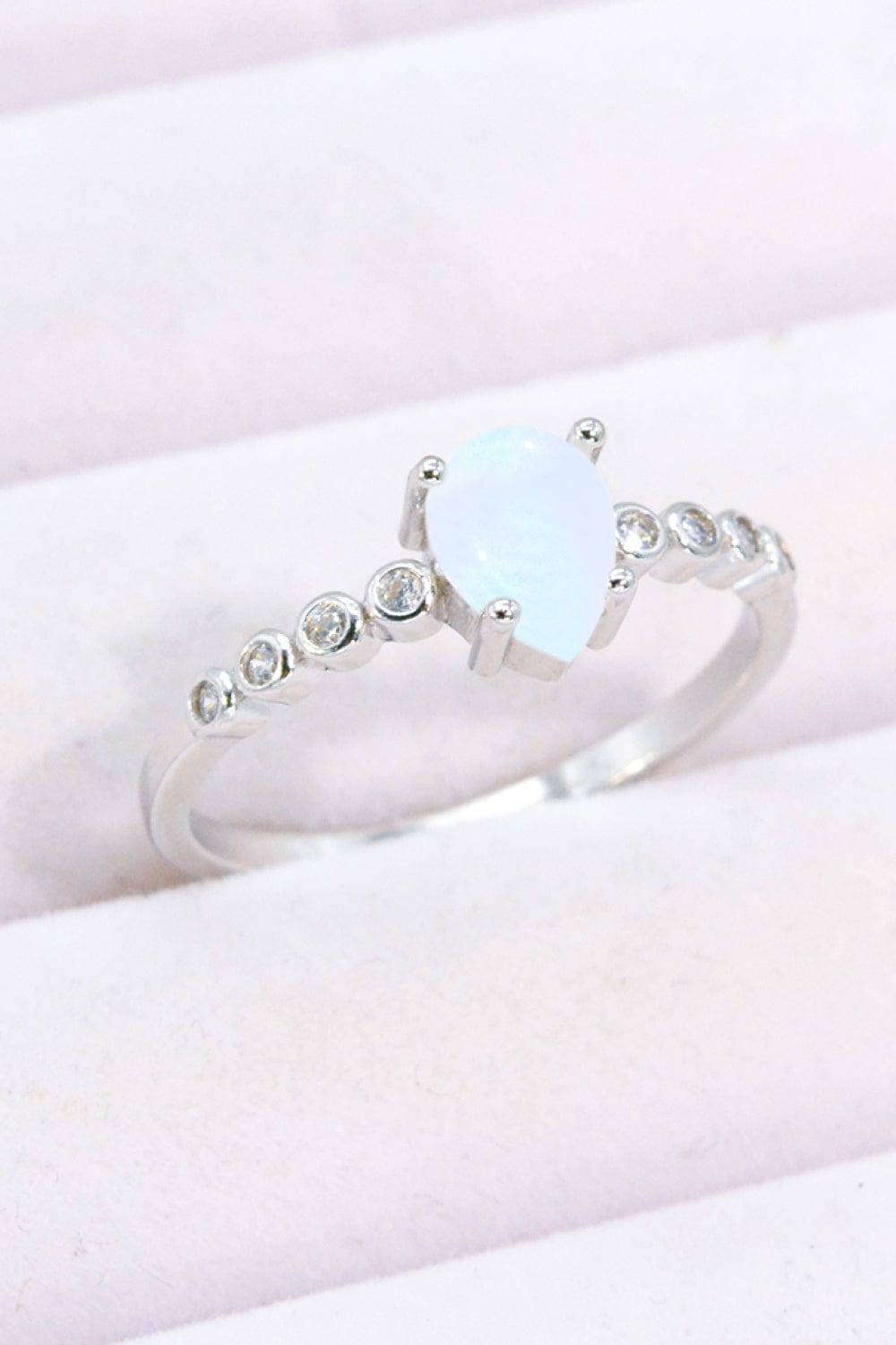 Lavender Teardrop Natural Moonstone Ring