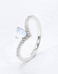 White Smoke Moonstone Heart-Shaped Ring