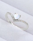 Light Gray Moonstone Heart-Shaped Ring