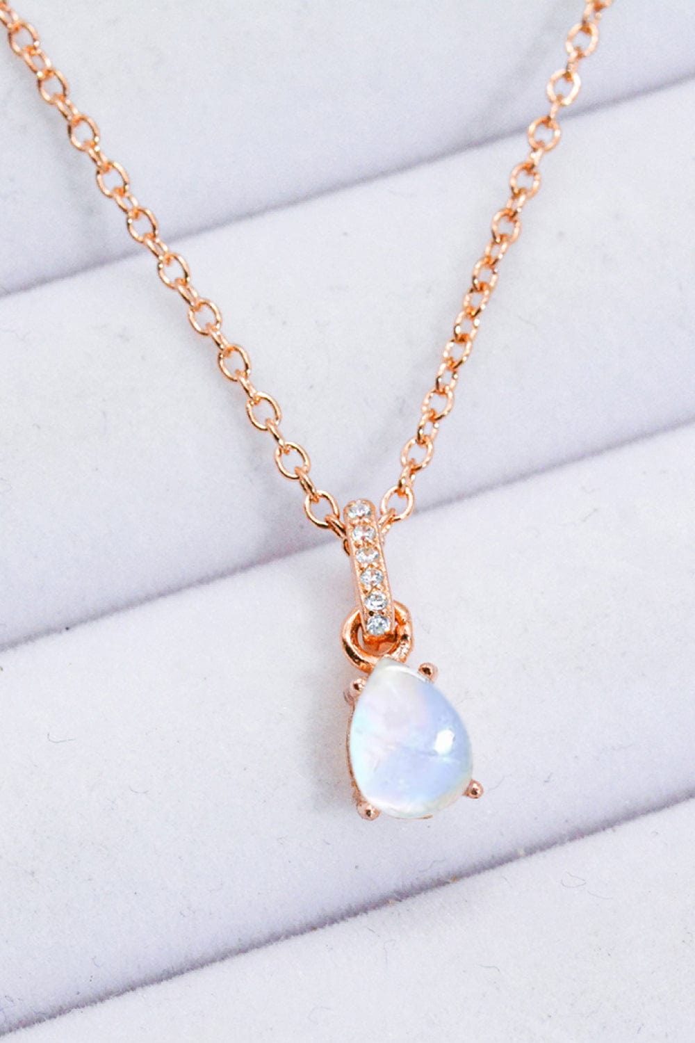 Lavender Moonstone Teardrop Pendant Necklace