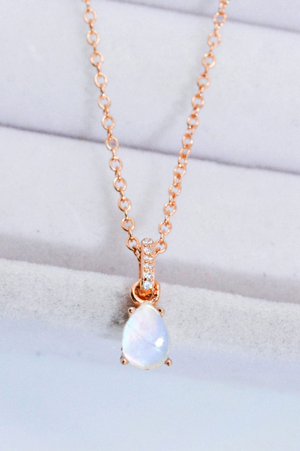 Light Gray Moonstone Teardrop Pendant Necklace