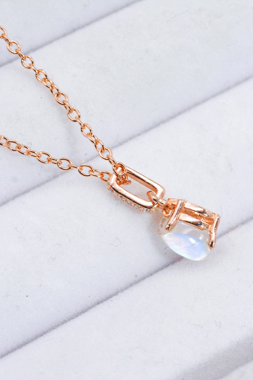 Lavender Moonstone Teardrop Pendant Necklace