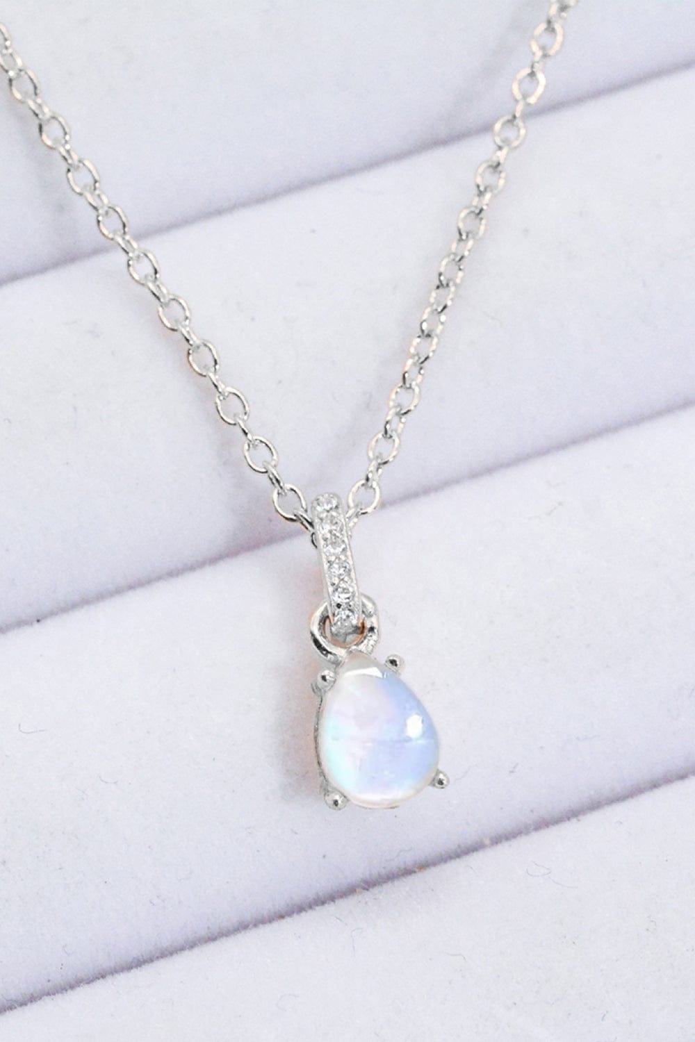 Lavender Moonstone Teardrop Pendant Necklace