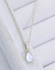 Light Gray Moonstone Teardrop Pendant Necklace