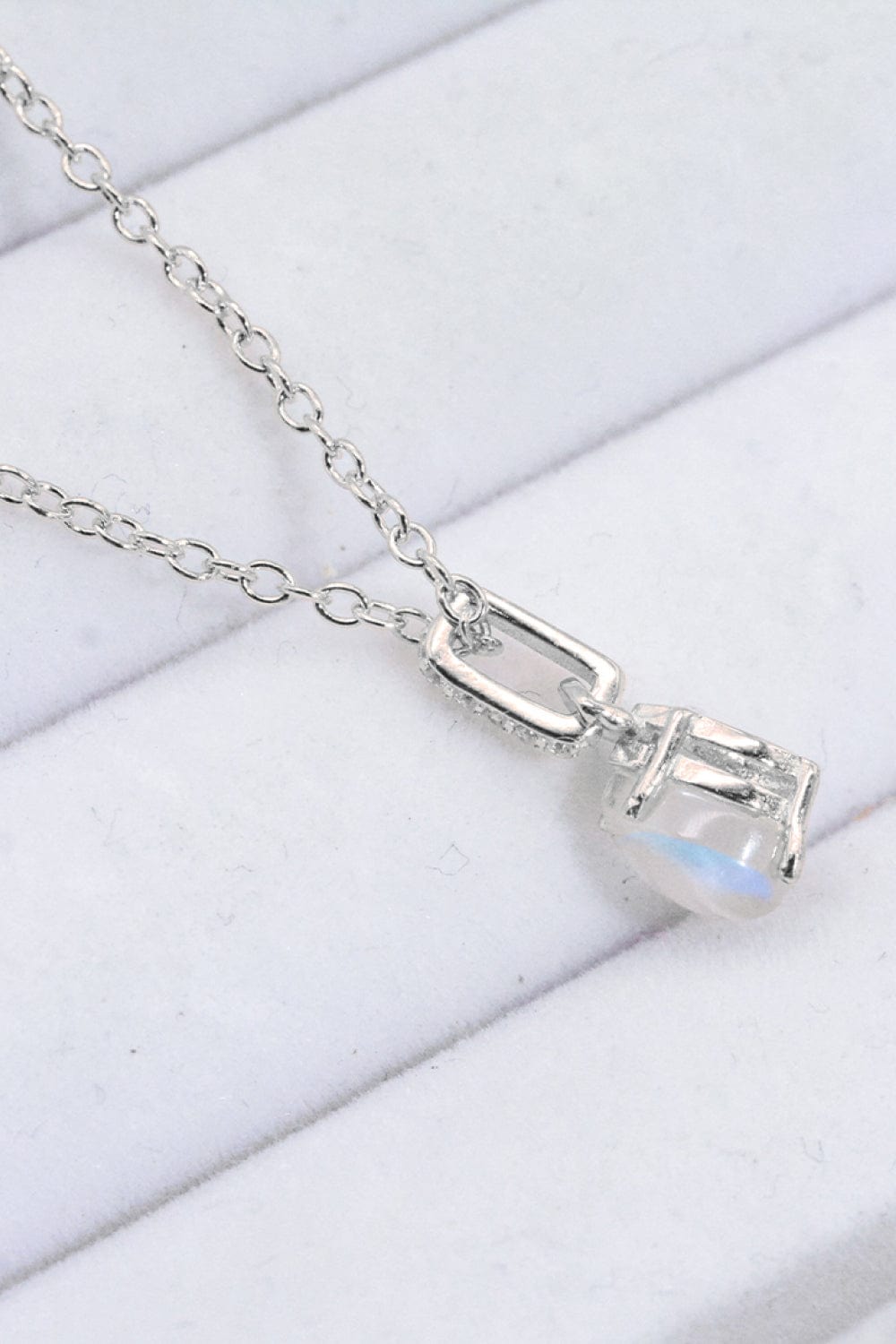 Light Gray Moonstone Teardrop Pendant Necklace