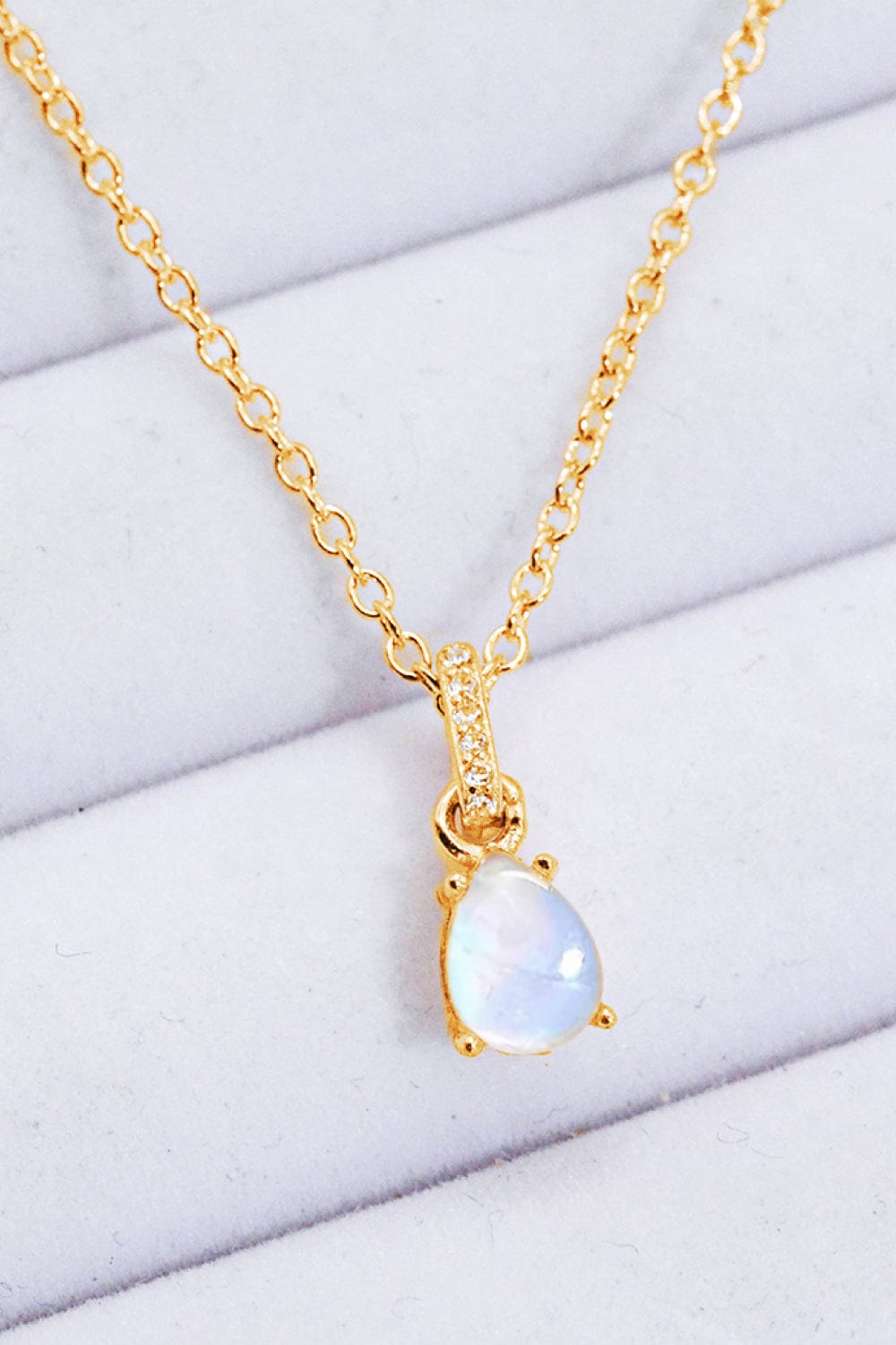 Lavender Moonstone Teardrop Pendant Necklace