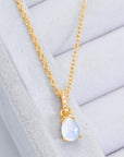 Light Gray Moonstone Teardrop Pendant Necklace