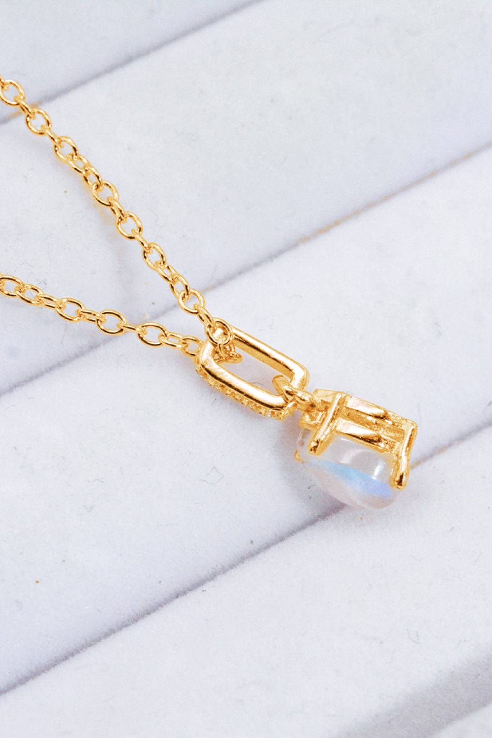 Lavender Moonstone Teardrop Pendant Necklace