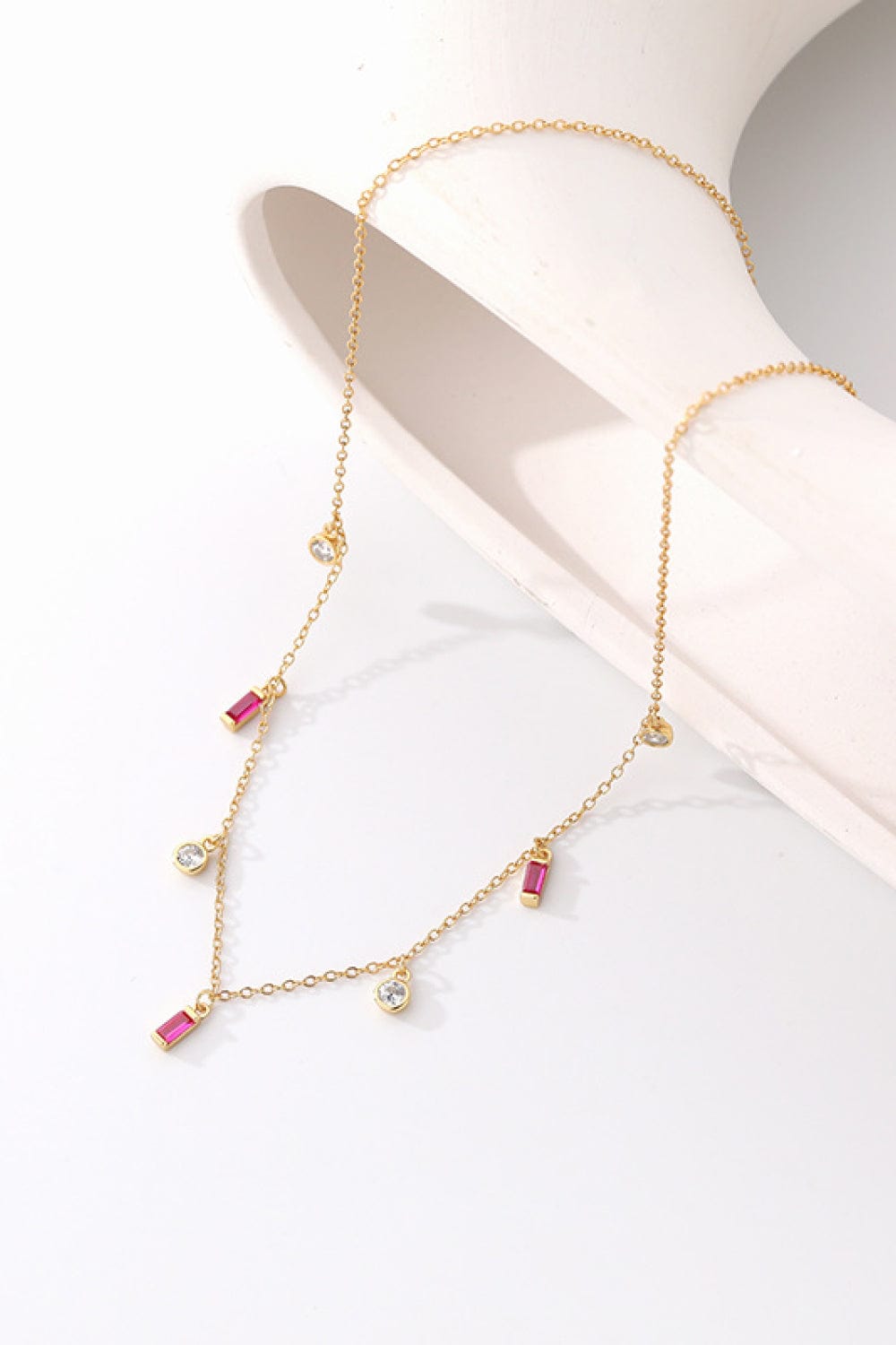 White Smoke 18K Gold Plated Multi-Charm Chain Necklace