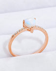 Lavender Natural Moonstone Heart 18K Rose Gold-Plated Ring