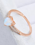 Light Gray Natural Moonstone Heart 18K Rose Gold-Plated Ring