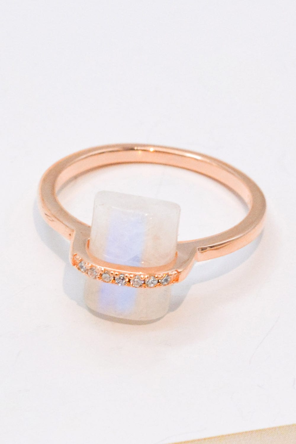 Lavender Natural Moonstone Platinum-Plated Ring