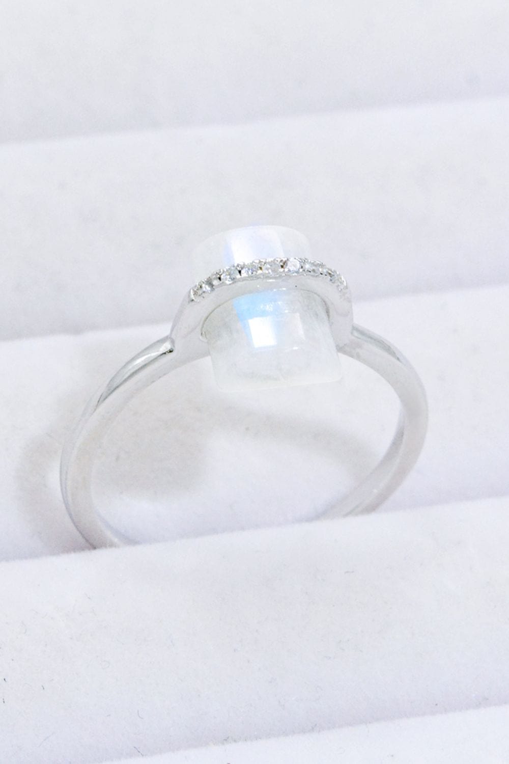 Lavender Natural Moonstone Platinum-Plated Ring