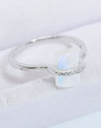 Light Gray Natural Moonstone Platinum-Plated Ring