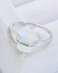 Light Gray Natural Moonstone Platinum-Plated Ring