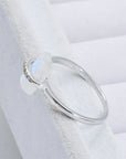 Light Gray Natural Moonstone Platinum-Plated Ring