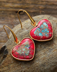 Dim Gray Natural Stone Heart Drop Earrings