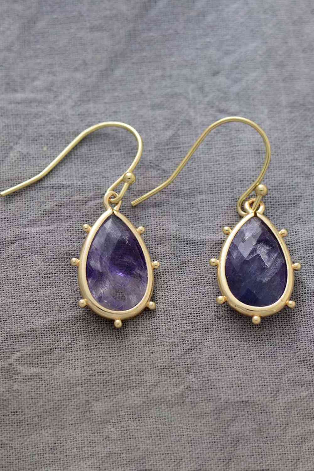 Light Slate Gray Natural Stone Teardrop Earrings