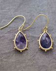 Light Slate Gray Natural Stone Teardrop Earrings