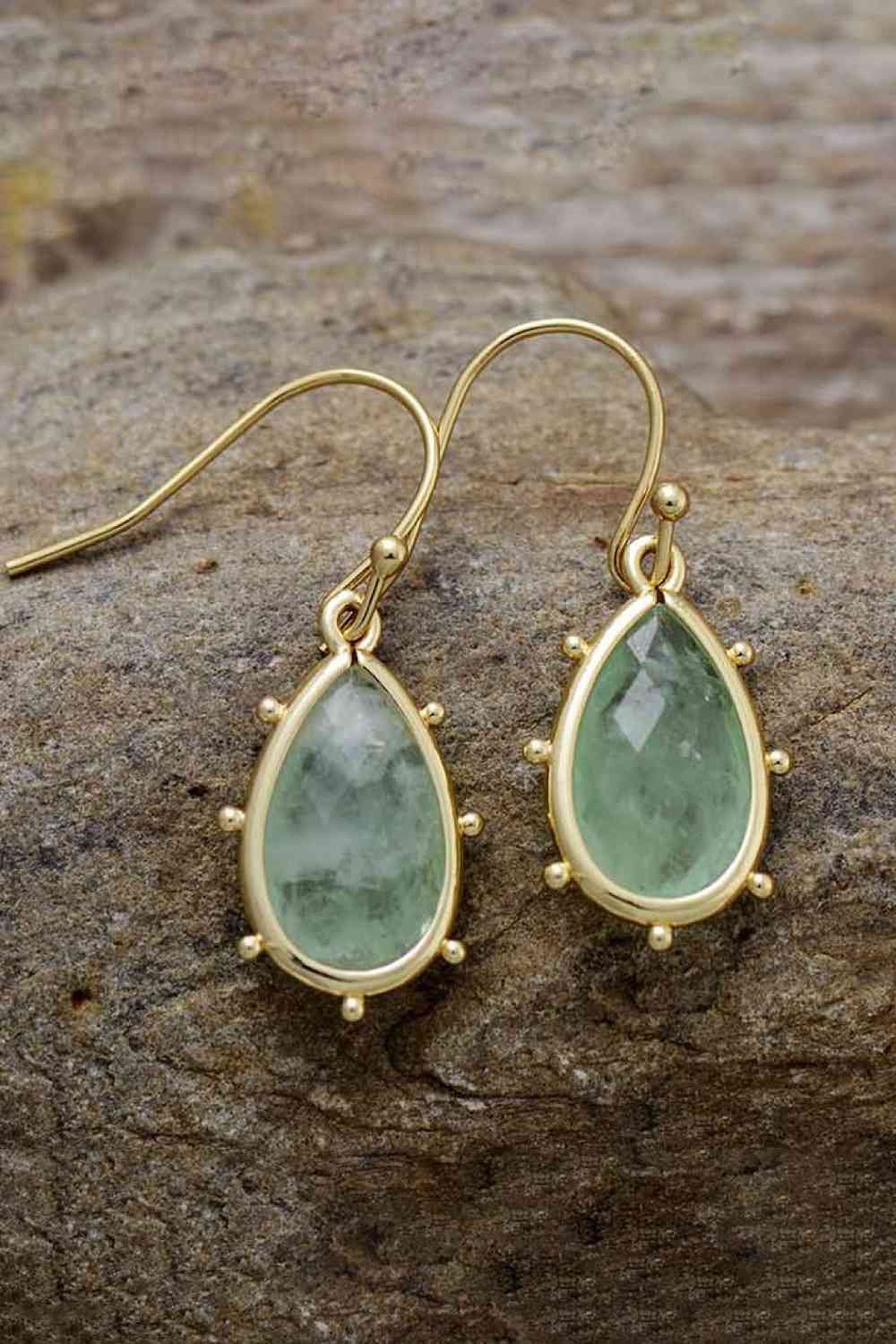 Dim Gray Natural Stone Teardrop Earrings