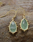 Dim Gray Natural Stone Teardrop Earrings