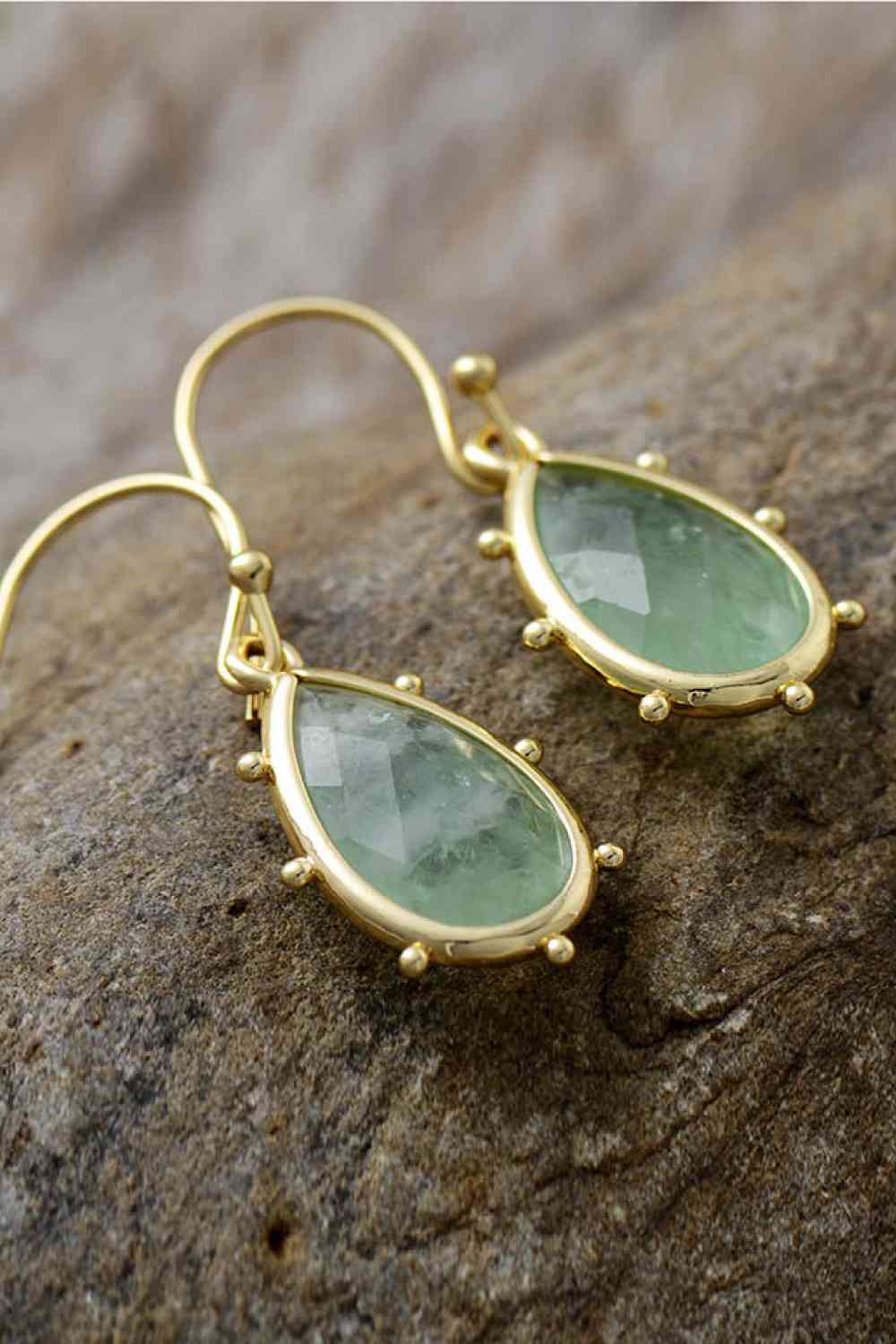 Dim Gray Natural Stone Teardrop Earrings