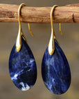 Dim Gray Natural Stone Teardrop Earrings