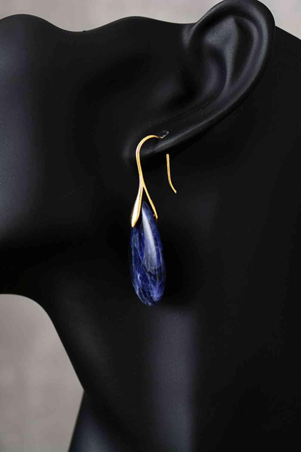 Black Natural Stone Teardrop Earrings