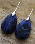 Dim Gray Natural Stone Teardrop Earrings