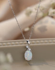 Rosy Brown Opal Oval Pendant Chain Necklace