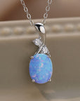 Dim Gray Opal Oval Pendant Chain Necklace