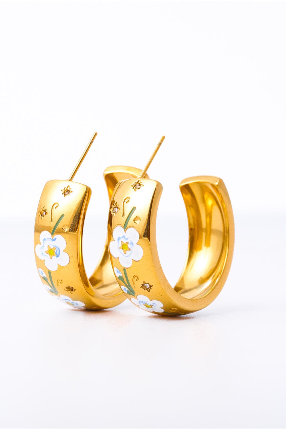 Goldenrod Stainless Steel 18K Gold Plated Ring Shape C-Hoop Earrings