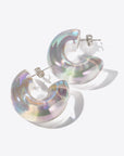 White Smoke Resin C-Hoop Earrings