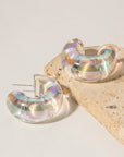 Light Gray Resin C-Hoop Earrings