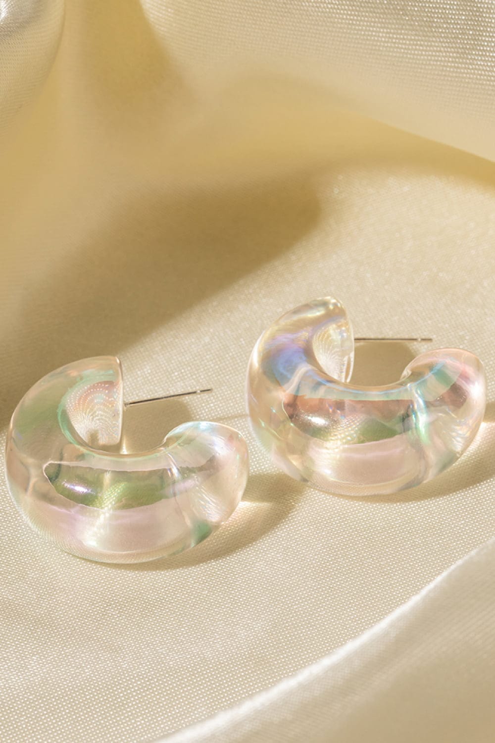 Tan Resin C-Hoop Earrings