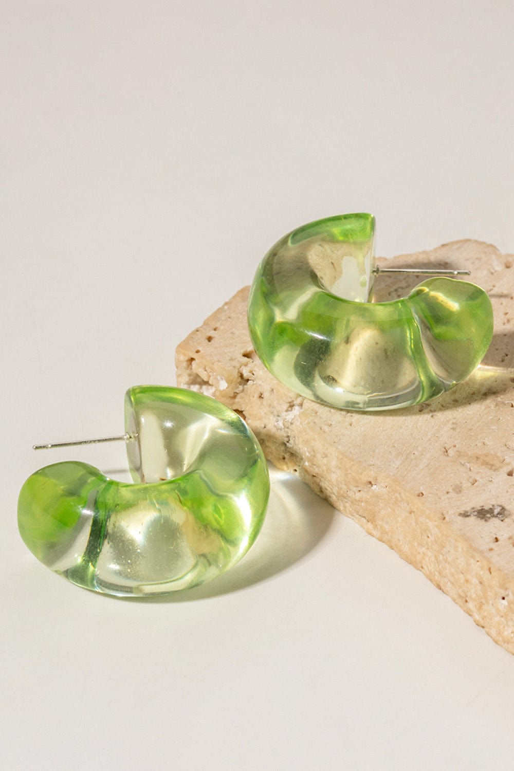 Light Gray Resin C-Hoop Earrings