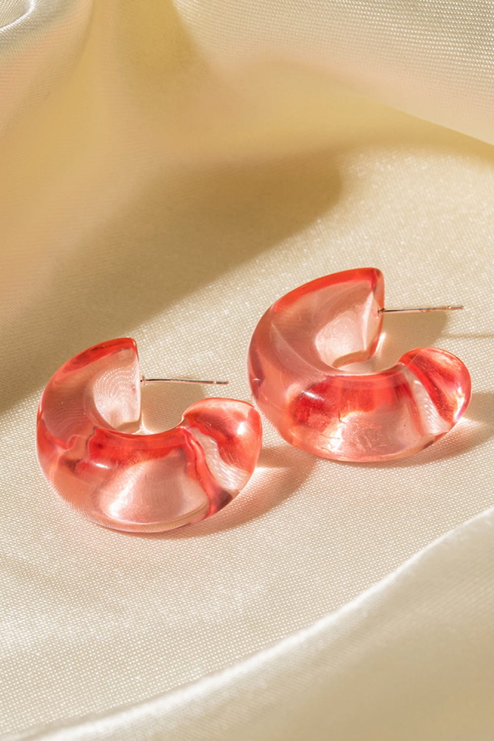 Tan Resin C-Hoop Earrings