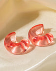 Tan Resin C-Hoop Earrings