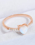 Lavender Natural Moonstone Heart 18K Rose Gold-Plated Ring