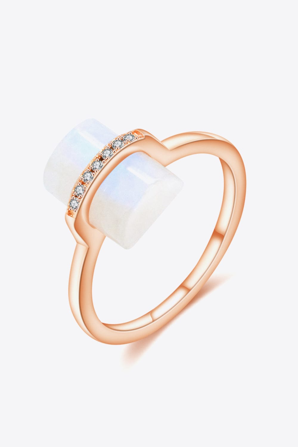 White Smoke Natural Moonstone Platinum-Plated Ring