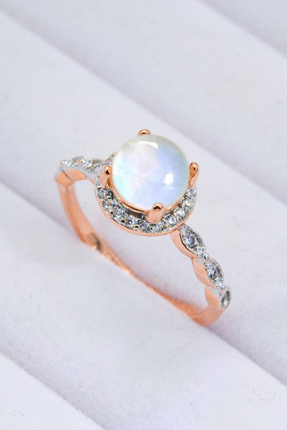 Light Gray Round Moonstone Ring