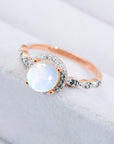 Light Gray Round Moonstone Ring