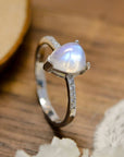 Sienna High Quality Natural Moonstone Teardrop Side Stone Ring