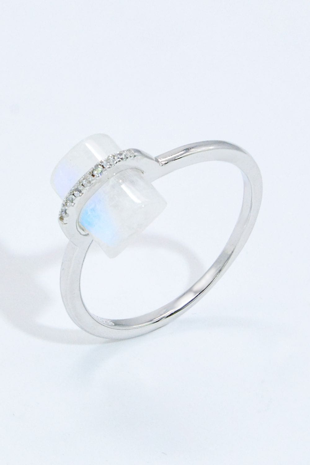 Lavender Natural Moonstone Platinum-Plated Ring