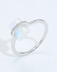 Lavender Natural Moonstone Platinum-Plated Ring