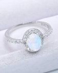 Light Gray 925 Sterling Silver Natural Moonstone Halo Ring